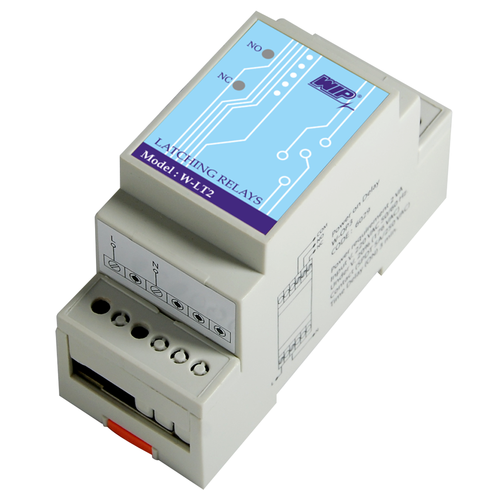 WIP W-LT2 Latching Relay รีเลย์สลับการทำงานแบบพัลส์ ติดตั้งบน DIN rail