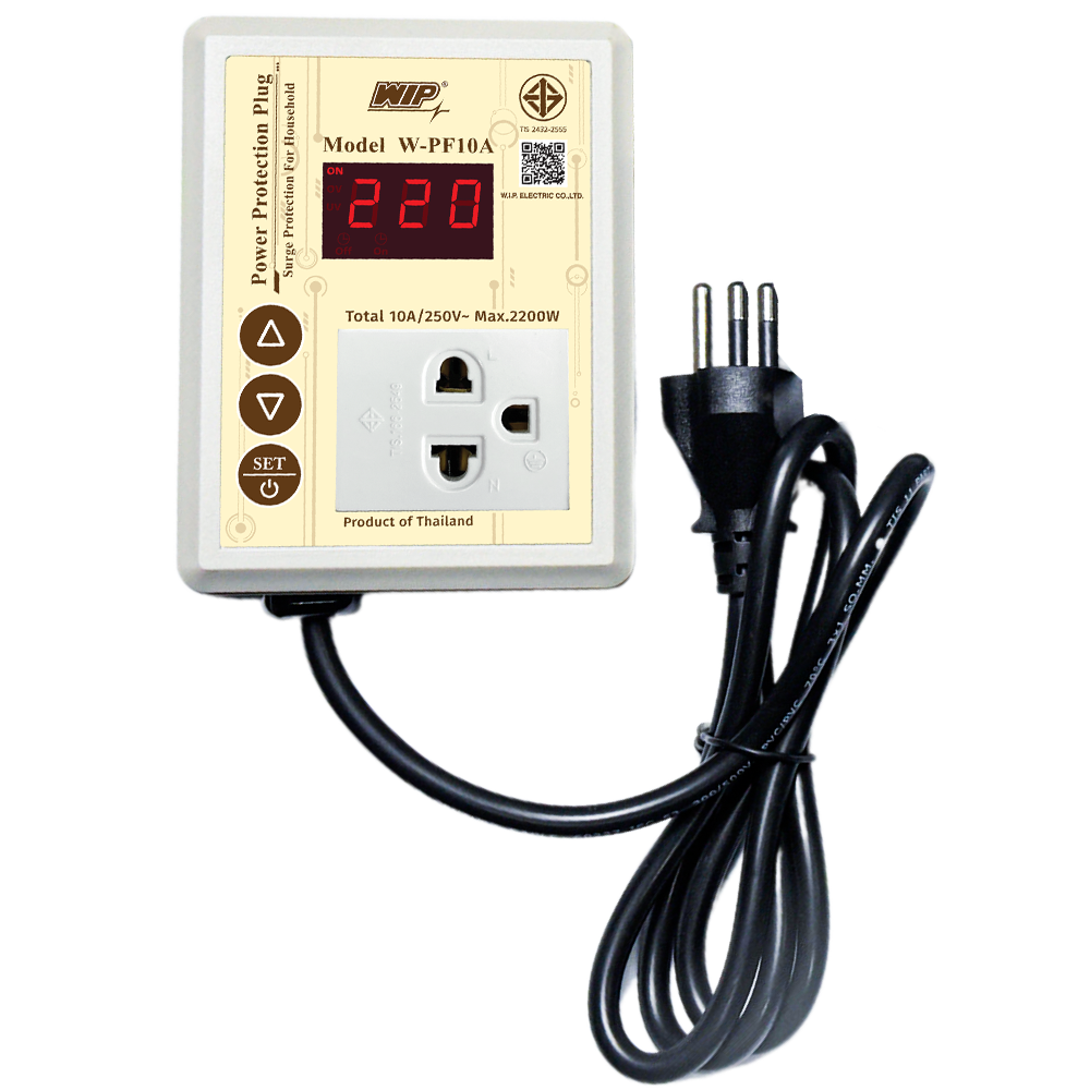 W-PF10A ปลั๊กป้องกันไฟตก ไฟเกิน 10A 2200W ตู้เย็น ตู้แช่